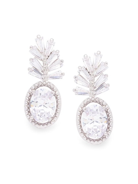 

Globus Silver-Plated Cubic Zirconia Studded Oval Studs