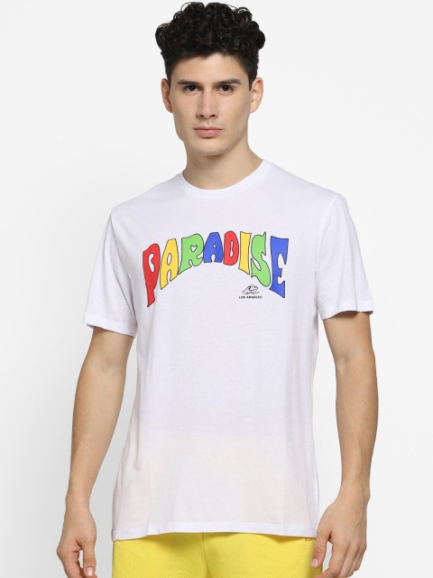 

FOREVER 21 Men White Printed Round Neck T-shirt