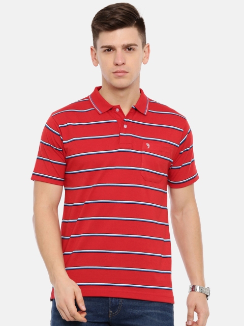 

Classic Polo Men Red Striped Polo Collar T-shirt