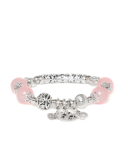 

ZeroKaata Pink and Silver Heart Charm Bracelet