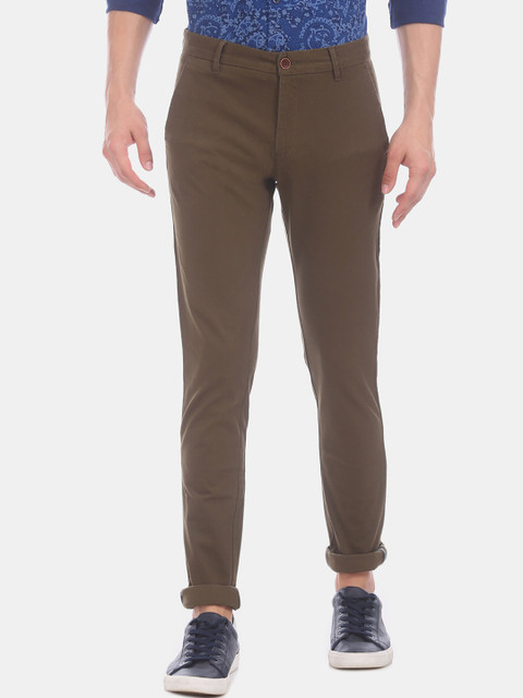 

True Blue Men Brown Slim Fit Solid Regular Trousers
