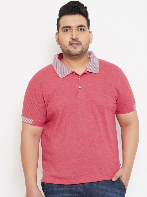 

Instafab Plus Size Men Red Solid Polo Collar T-shirt