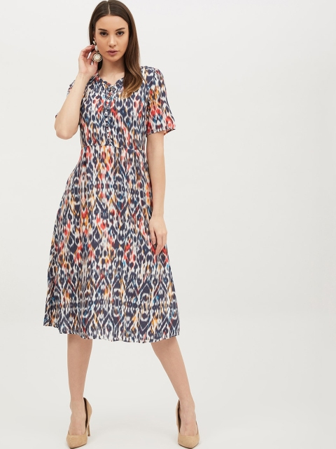 

Harpa Women Multicoloured Printed Fit and Flare Dress, Multi