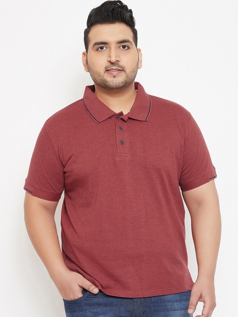 

Instafab Plus Size Men Maroon Solid Polo Collar T-shirt