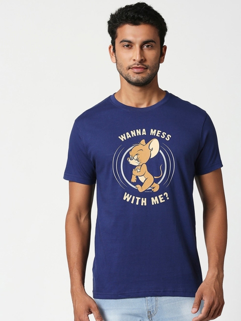 

Bewakoof Men Navy Blue Jerry Printed Round Neck T-shirt