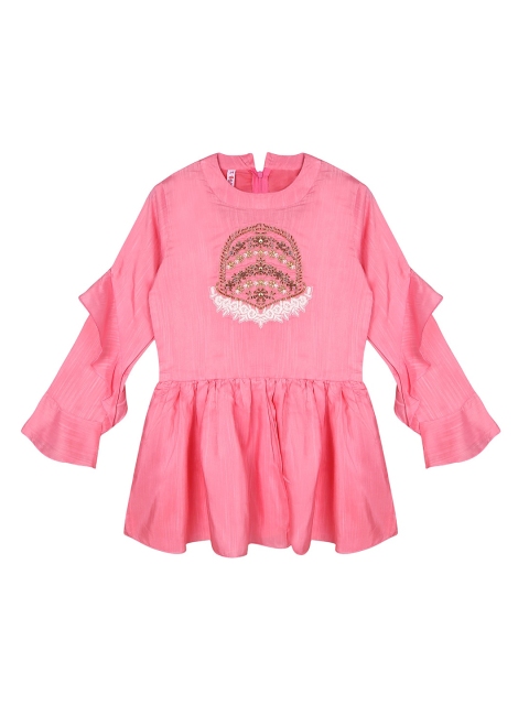 

Ishin DESIGNER STUDIO Girls Pink Embellished Top