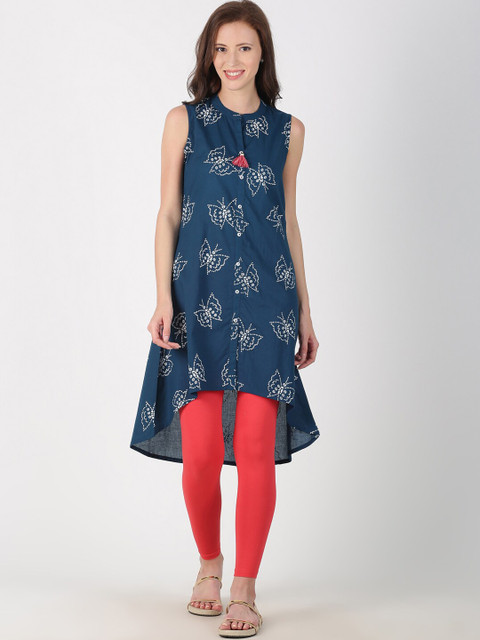 

Saffron Threads Women Navy Blue & White Printed A-Line Kurta