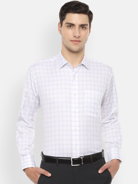 

Luxure by Louis Philippe Men White & Blue Regular Fit Checked Formal Shirt