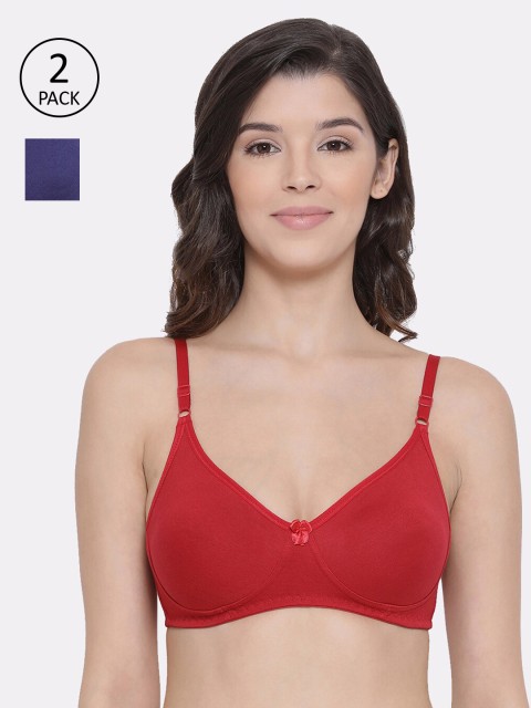 

Lux Lyra Set of 2 Solid Non-Wired Non Padded Everyday Bra, Red