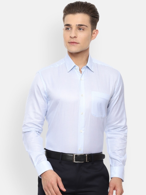

Luxure by Louis Philippe Men Blue Regular Fit Self Design Formal Shirt