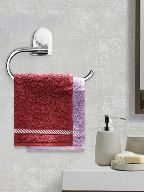 

Trident Unisex Set Of 6 Solid 380 GSM Comfort Living Face Towels, Red