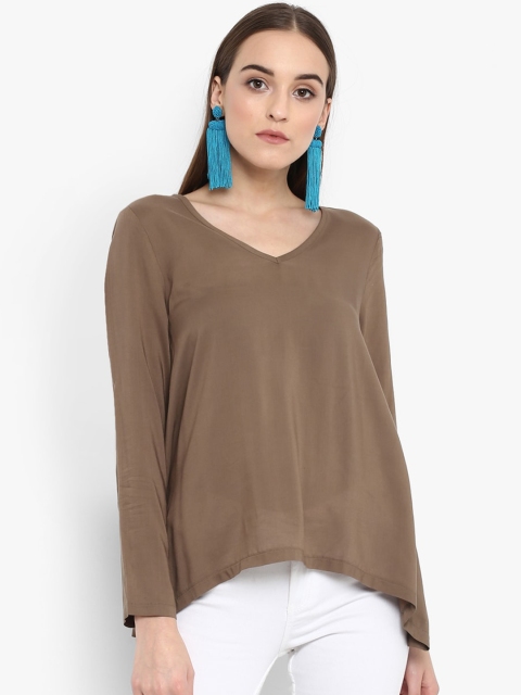 

Aditi Wasan Women Khaki Brown Solid High-Low Top