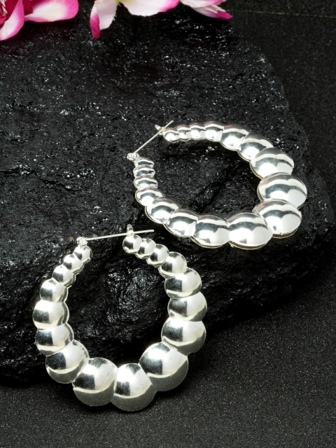 

DUGRISTYLE Silver-Toned Circular Drop Earrings