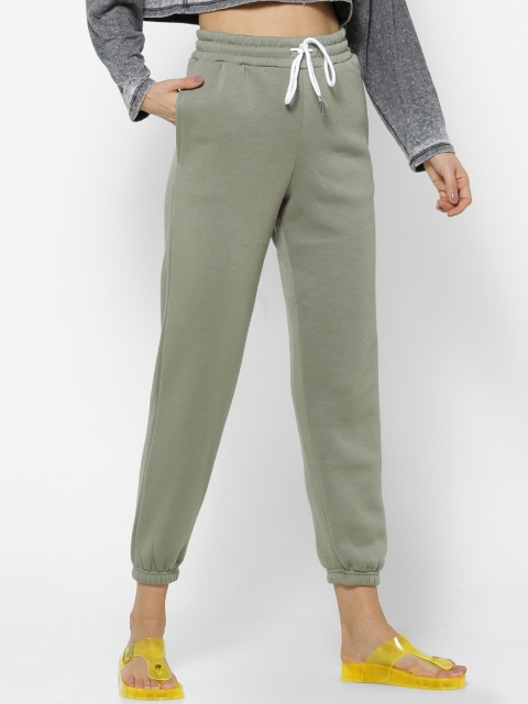 

FOREVER 21 Women Sage Green Slim Fit Solid Joggers