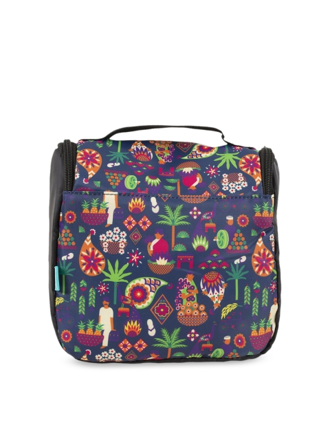 

Chumbak Unisex Navy Blue & Black Tropical Market Printed Toiletry kit