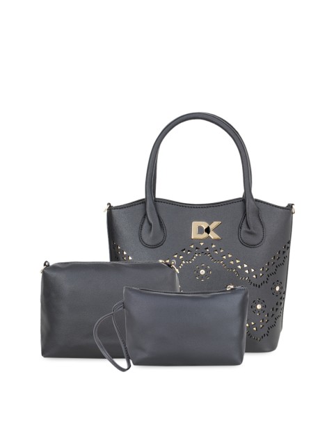 

Diana Korr Black Self Design Shoulder Bag