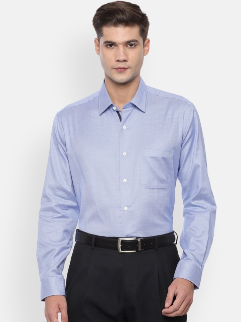 

Luxure by Louis Philippe Men Blue & Off-White Regular Fit Self Design Formal Shirt