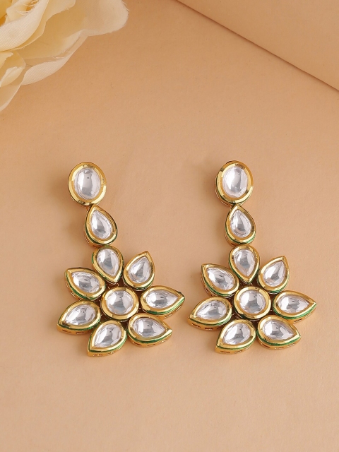 

Tistabene White & Gold Kundan Meena Dangler Drop Earring Earring