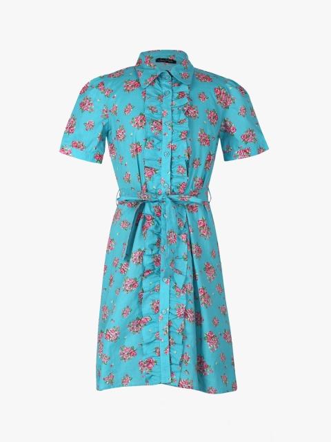

Tiddlywings Girls Blue Floral Printed Shirt Dress