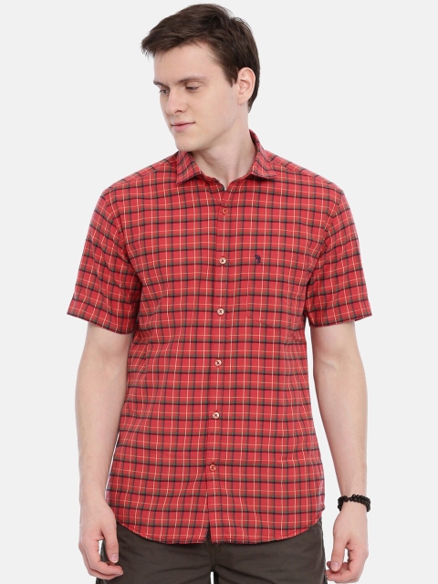 

Classic Polo Men Orange Slim Fit Checked Casual Shirt