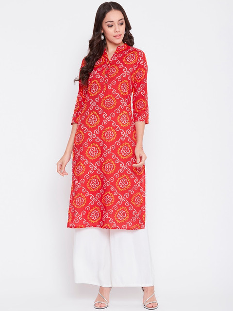 

ETHNIC STREET Women Red Printed Straight Kurta