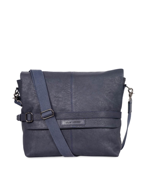 

Justanned Men Blue Solid Leather Messenger Bag