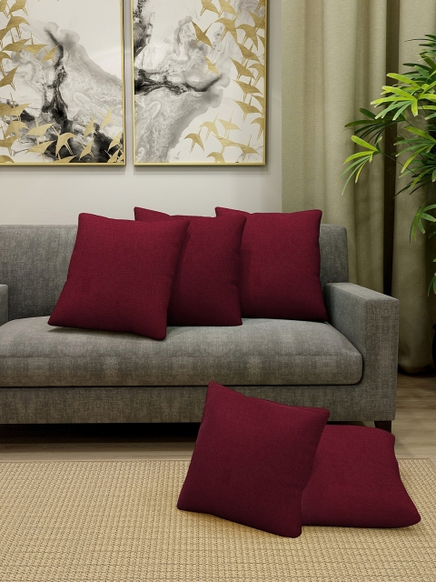 

KLOTTHE Set Of 5 Maroon Solid Square Cushions