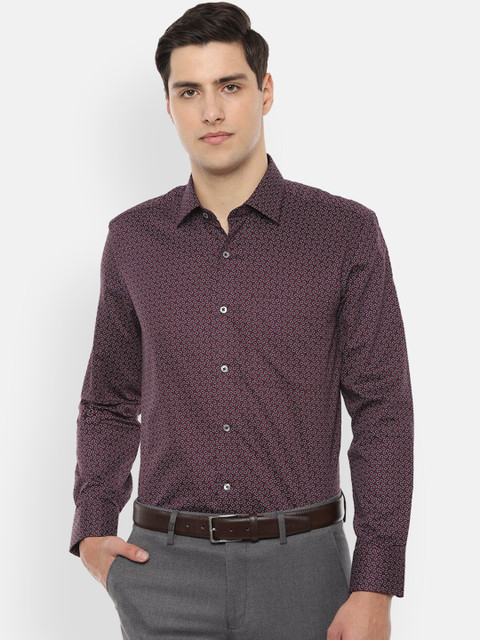 

Luxure by Louis Philippe Men Brown & Blue Slim Fit Printed Formal Shirt