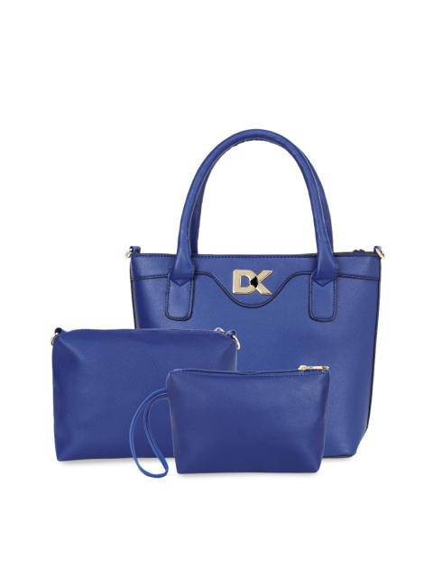 

Diana Korr Blue Solid Set of 3 Solid Handheld Bag