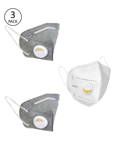 

OOMPH Adults Pack of 3 Reusable 5-Ply Anti-Pollution N95 Masks, Grey