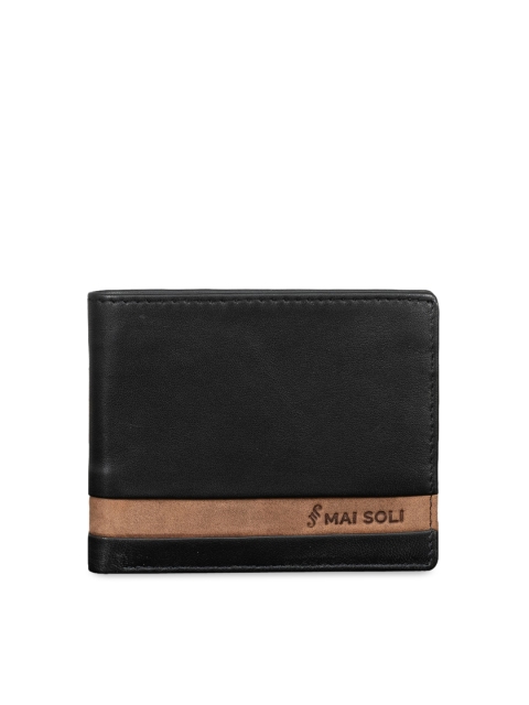 

MAI SOLI Men Black Solid Leather Two Fold Wallet