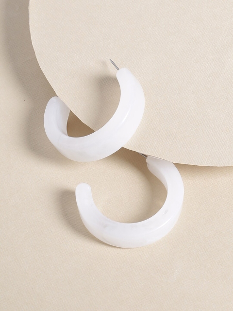 

Tistabene White Classic Half Hoop Resin Earrings