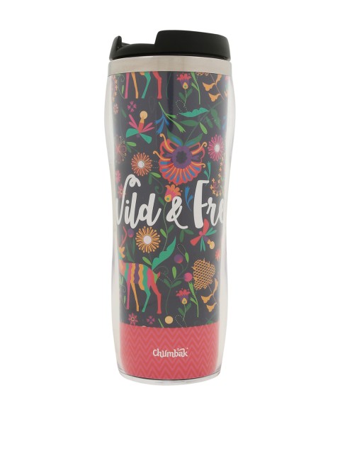 

Chumbak Unisex Black & Pink Wild & Free Printed Sipper Water Bottle