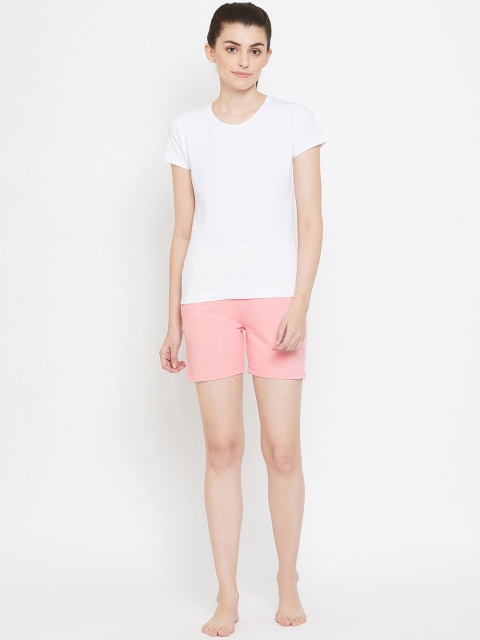 

Okane Women White & Pink Solid Night suit