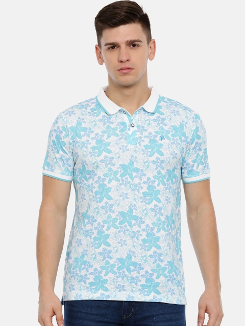 

Classic Polo Men Blue & White Printed Polo Collar T-shirt