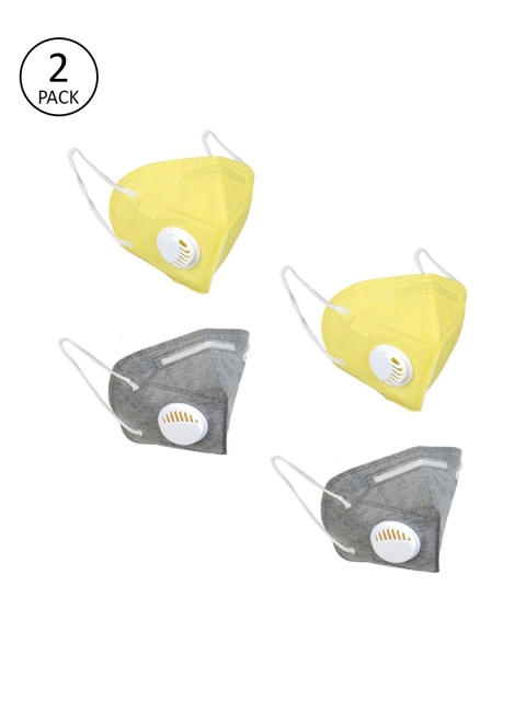 

OOMPH Unisex Pack of 4 Reusable 5-Ply N95 Valved Mask, Yellow
