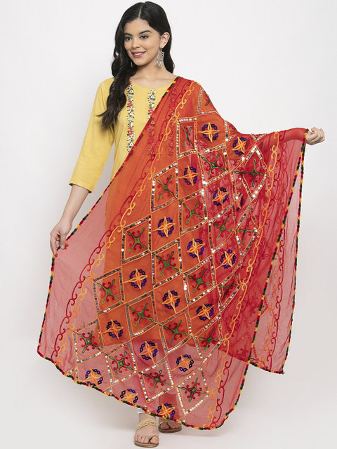 

Clora Creation Multicoloured Embroidered Dupatta, Multi