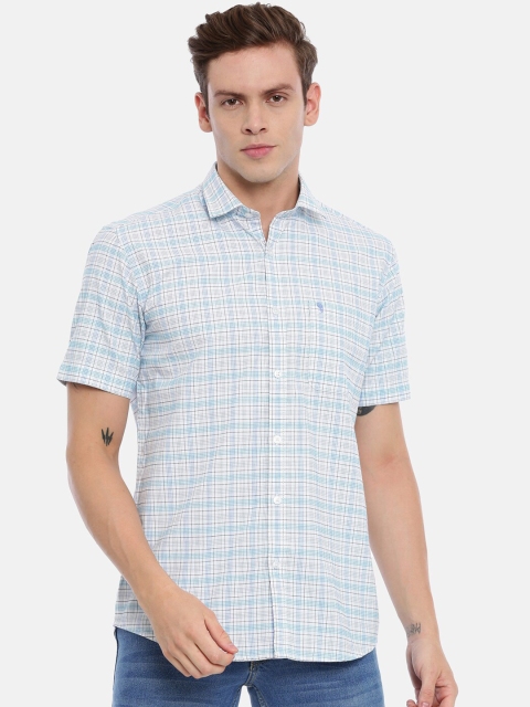 

Classic Polo Men Blue & Off-White Slim Fit Checked Casual Shirt