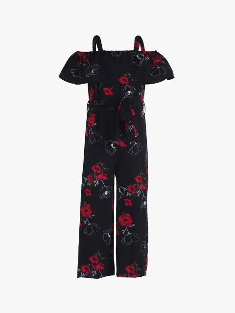 

Tiddlywings Girls Black & Red Floral Printed Basic Jumpsuit