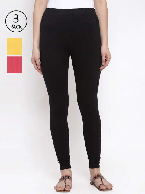 

TAG 7 Women Pack of 3 Solid Leggings, Black