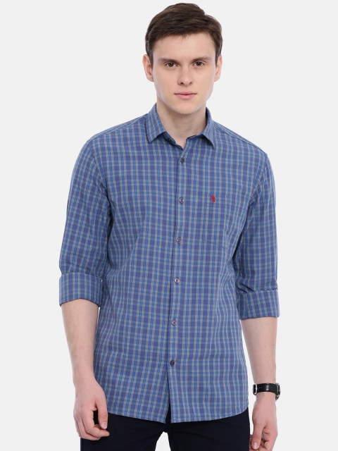 

Classic Polo Men Blue Slim Fit Checked Casual Shirt