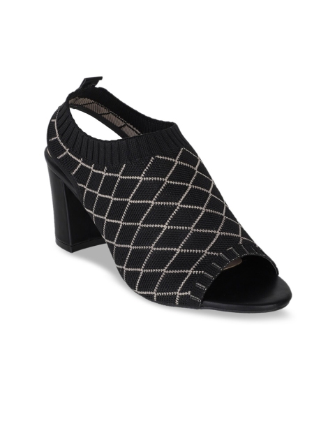 

Sherrif Shoes Women Black Printed Peep Toe Heels