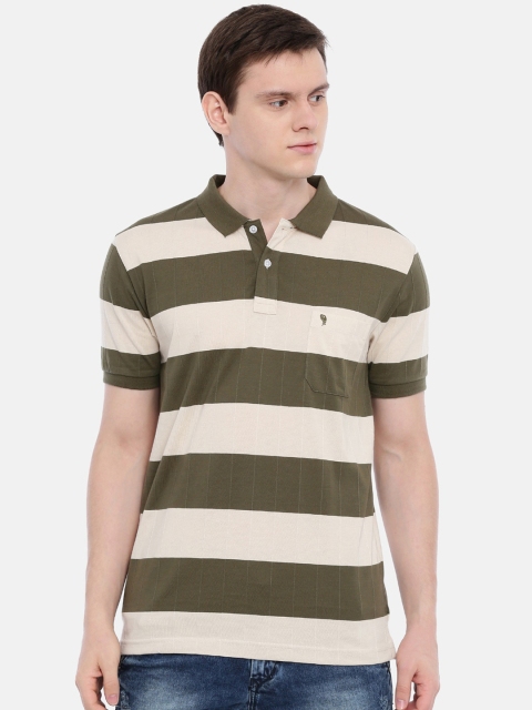 

Classic Polo Men Cream-Coloured Striped Polo Collar T-shirt