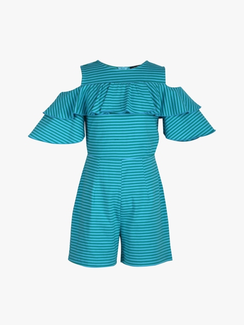 

Tiddlywings Girls Turquoise Blue Striped Playsuit
