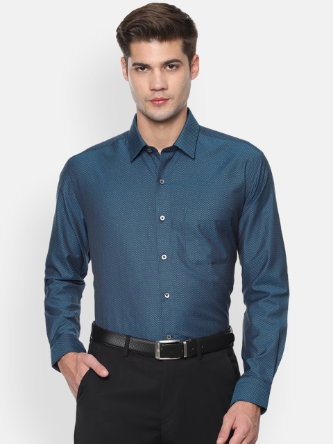 

Luxure by Louis Philippe Men Blue Regular Fit Self Design Formal Shirt