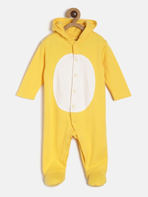 

MINI KLUB Newborn Kids Yellow & White Colourblocked Sleepsuit