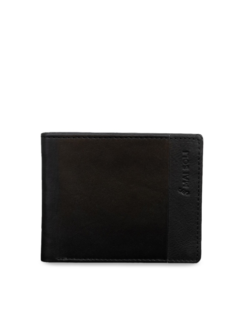 

MAI SOLI Men Black Solid Two Fold Leather Wallet