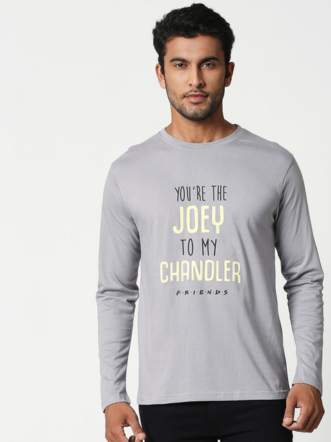 

Bewakoof Men Grey & Black Joey To My Chandler Print T-shirt