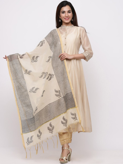 

Juniper Beige & Black Printed Dupatta