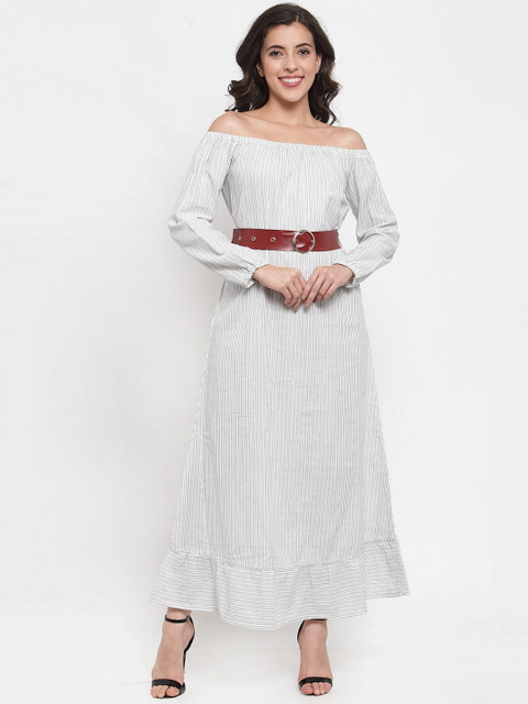 

FIVE STONES Women White Striped Maxi Dress